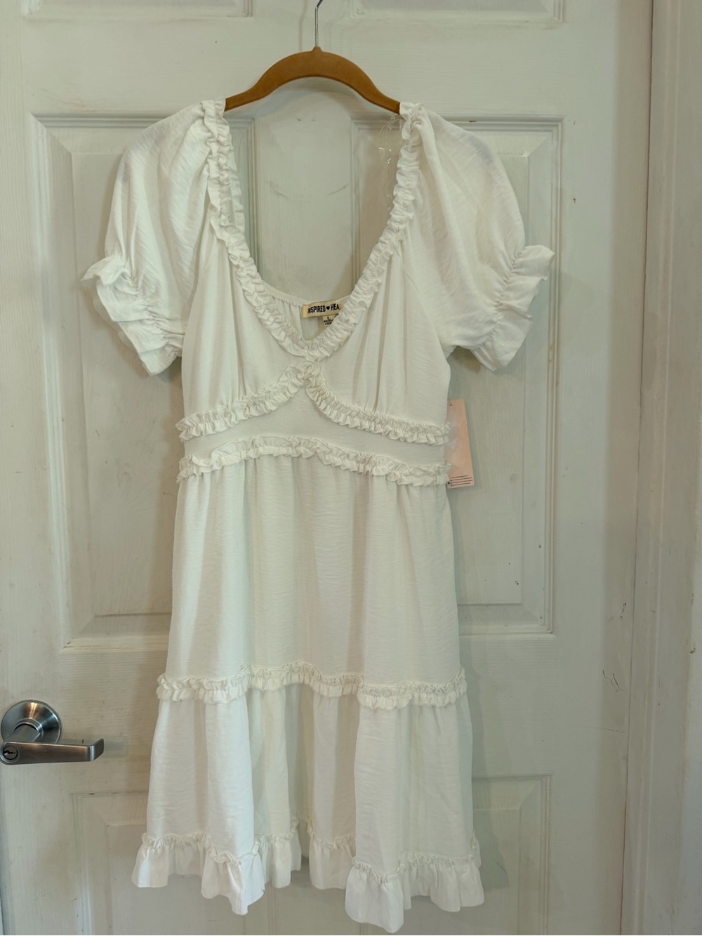 Inspired Hearts White Ruffle Mini Dress